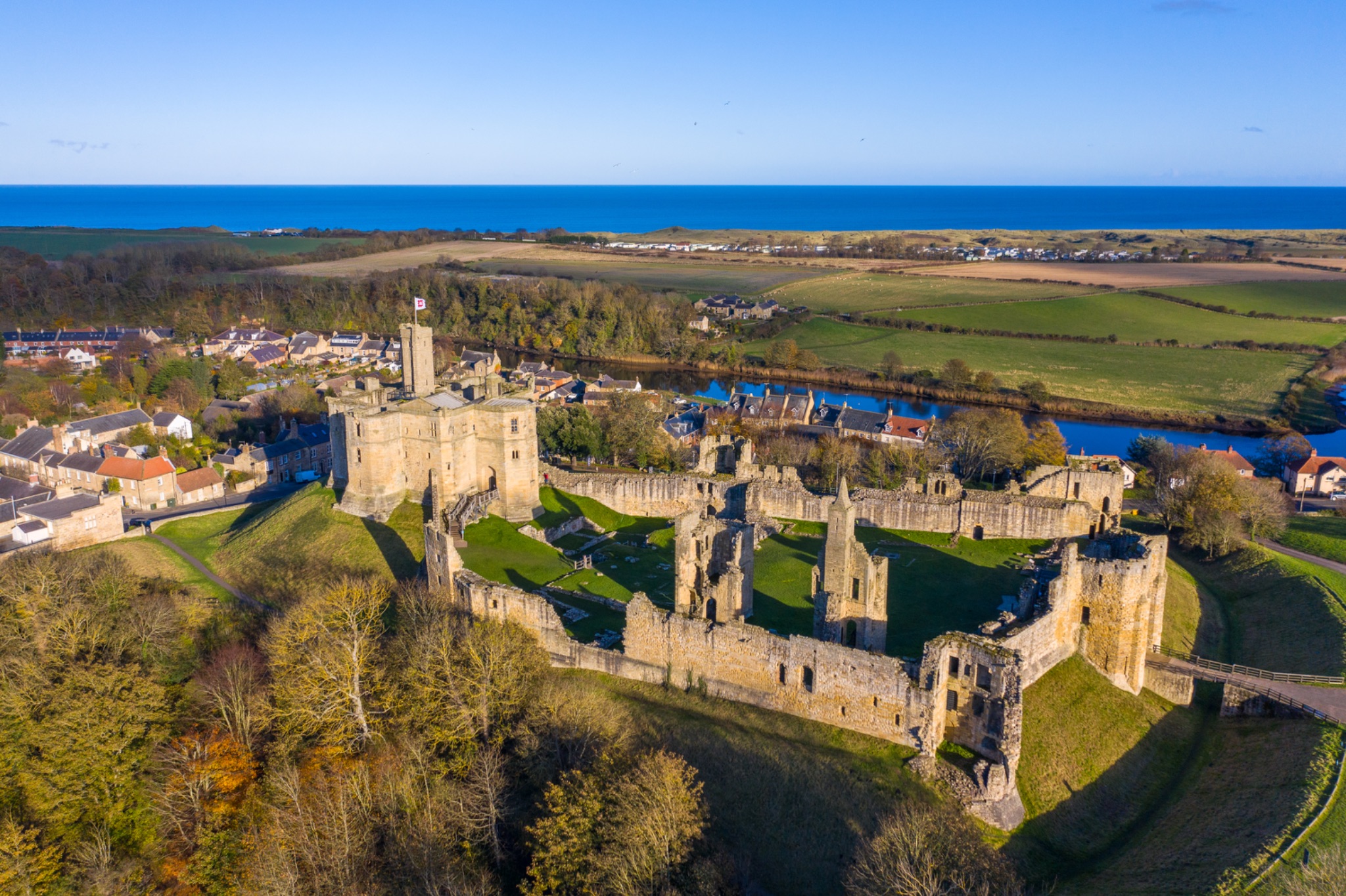 England, Northumberland, Warkworth Castle.